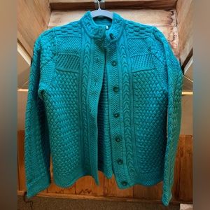 LL Bean women’s button up knitted green/teal sweater